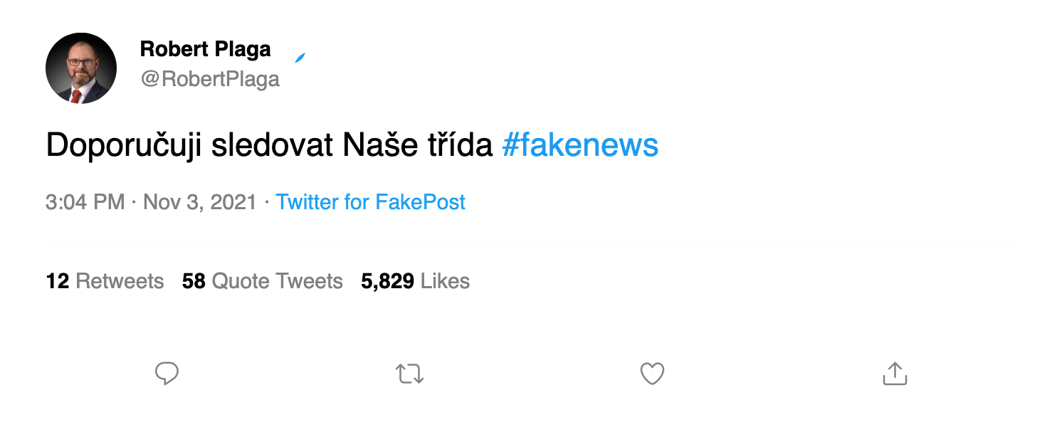 Fake news: Generátor příspěvků sociálních sítí