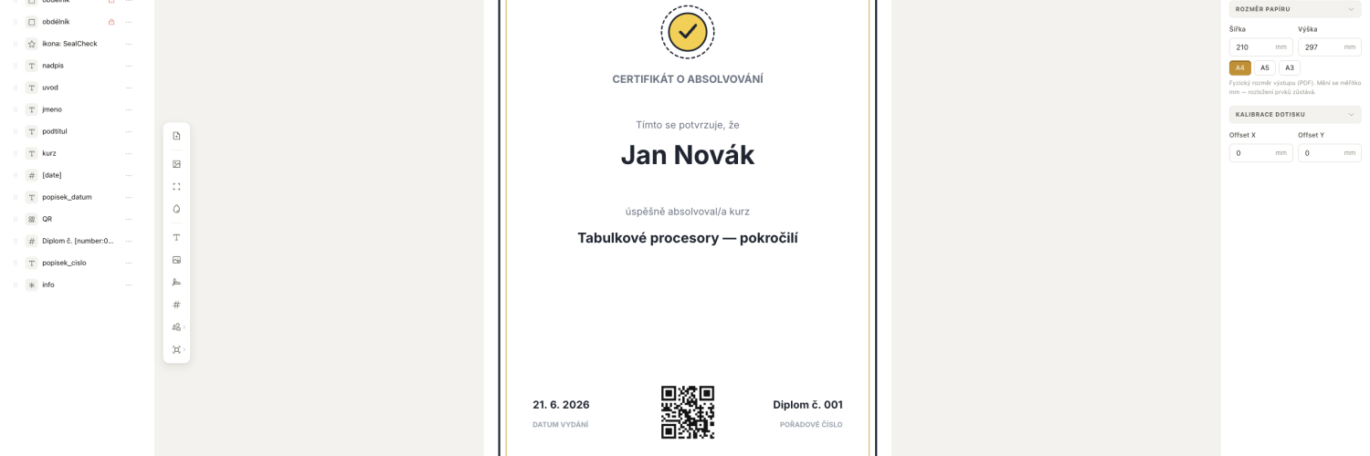 Diplomátor: diplomy pro celou třídu nebo tábor za pár minut